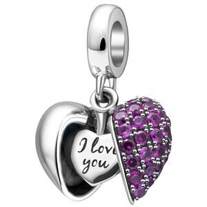 925 Topaz or Ruby I Love You Heart Charm